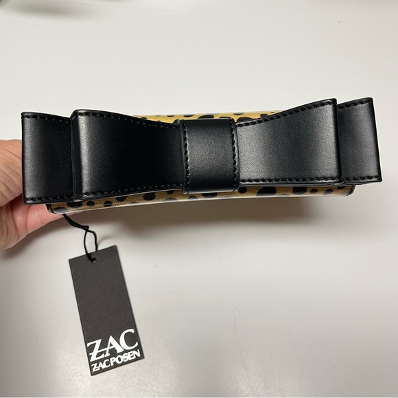 ZAC POSEN “Milla” Small Frame Animal Print Coated Clutch with Bow Accent Bottom - Picture 5 of 14